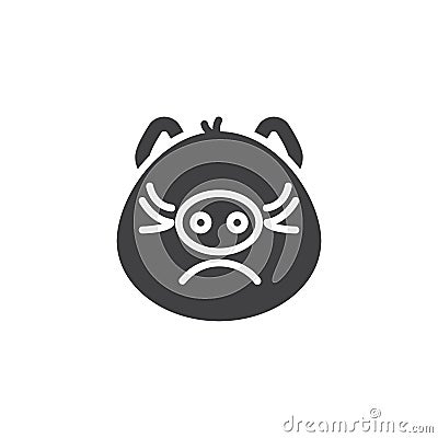 Piggy displeased face emoji vector icon Vector Illustration