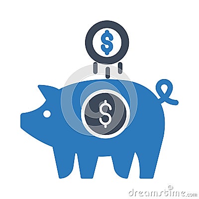 piggy dollar bank Isolated Vector icon which can easily modify or edit Vector Illustration