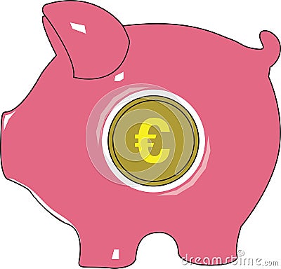 Piggy Euro Bank. Vector illustration. Cartoon Illustration