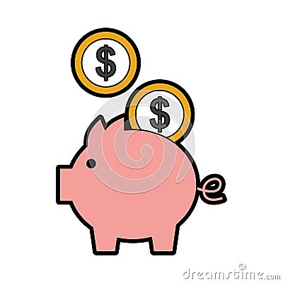 Piggy savings with coins Vector Illustration