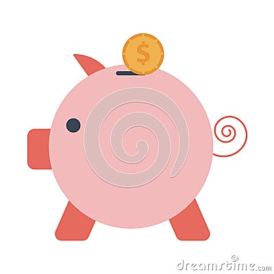Piggy savings flat style icon Vector Illustration