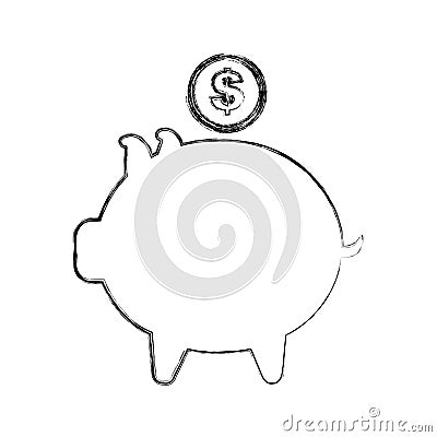 Piggy savings isolated icon Vector Illustration