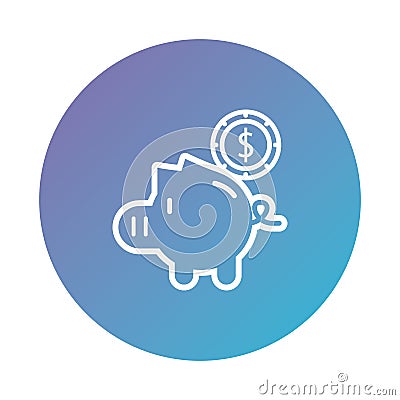 Piggy savings money with coin degraded style Vector Illustration