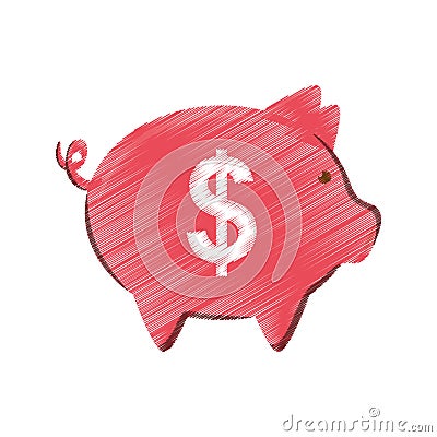 Piggy savings money Cartoon Illustration