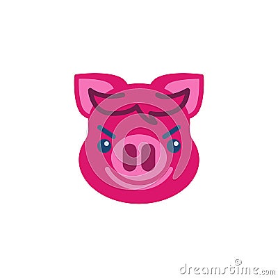 Piggy Smiling Face With Horns Emoji flat icon Vector Illustration