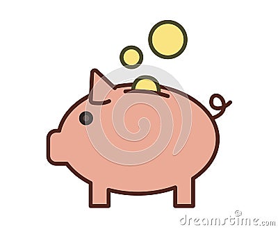 Piggybank icon. Line colored vector illustration. Isolated on white background Vector Illustration