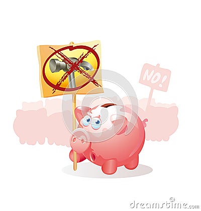 Pigs-coin boxes protest Vector Illustration