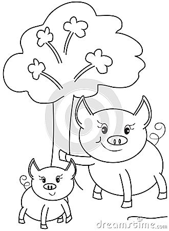 Pigs coloring page Stock Photo