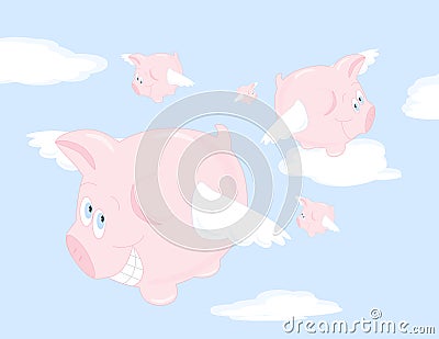 When pigs fly... Vector Illustration