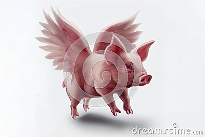 Pigs might fly Cartoon Illustration