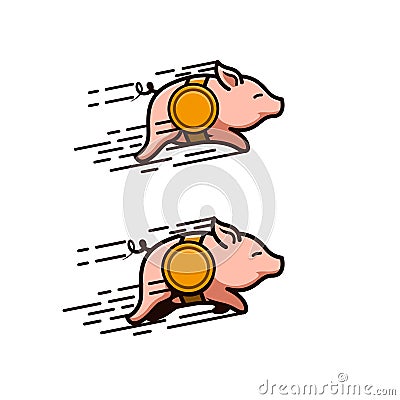 Pigs that run with coin belts Stock Photo