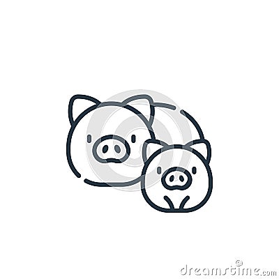 pigs vector icon isolated on white background. Outline, thin line pigs icon for website design and mobile, app development. Thin Vector Illustration