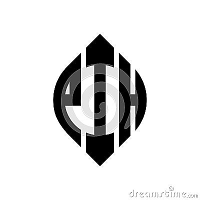 PIH circle letter logo design with circle and ellipse shape. PIH ellipse letters with typographic style. The three initials form a Vector Illustration