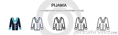 Pijama icon in filled, thin line, outline and stroke style. Vector illustration of two colored and black pijama vector icons Vector Illustration