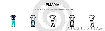 Pijama icon in filled, thin line, outline and stroke style. Vector illustration of two colored and black pijama vector icons Vector Illustration