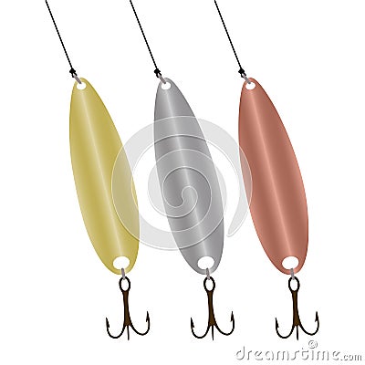 Pike fishing spoons. Pike fishing lure, vector design isolated on white background Vector Illustration