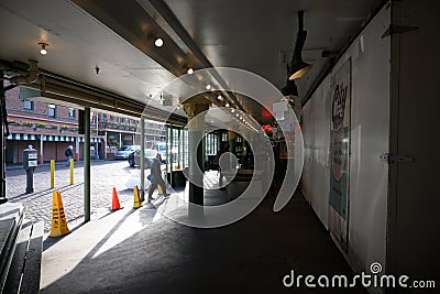 Closed fish market in the Pike Place Market during coronavirus closure Editorial Stock Photo