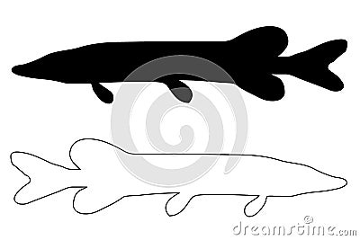 Pike silhouette vector Vector Illustration