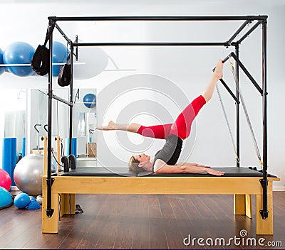 Pilates aerobic instructor woman in cadillac Stock Photo