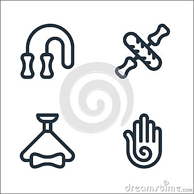 pilates line icons. linear set. quality vector line set such as hand, exercise, wheel Vector Illustration