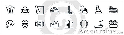 pilates line icons. linear set. quality vector line set such as bath towel, pilates, contour step barrel, sleeping, bosu ball, Vector Illustration