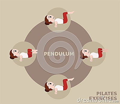 Pilates Moves Exercises Pendulum Cute Cartoon Vector Illustration Vector Illustration