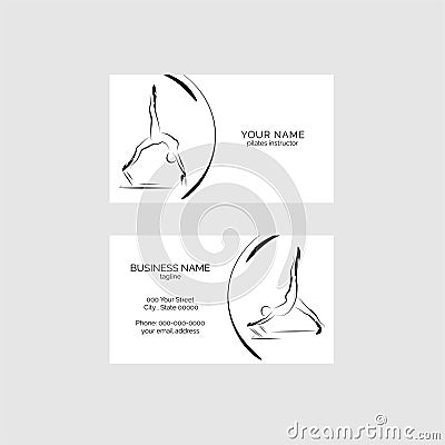 Pilates pose business card vector template Vector Illustration