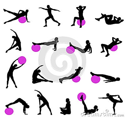 Pilates silhouettes Vector Illustration