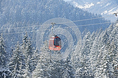 Pilatus cable car leading to Pilatus mountain, Lucern, Switzerland. Editorial Stock Photo