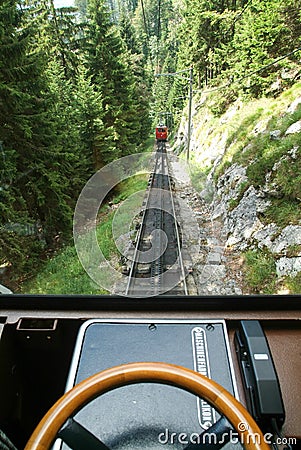 Pilatus train of Mount Pilatus on the Swiss alps Stock Photo