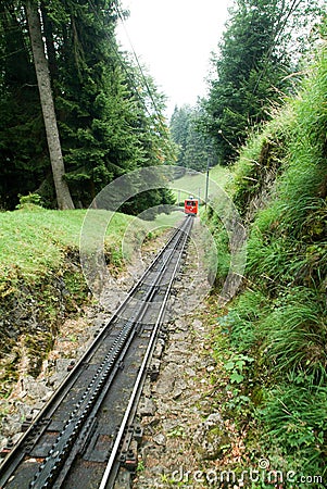 Pilatus train of Mount Pilatus on the Swiss alps Stock Photo