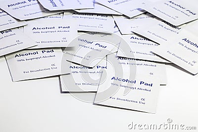 Pile of alcohol pads Stock Photo