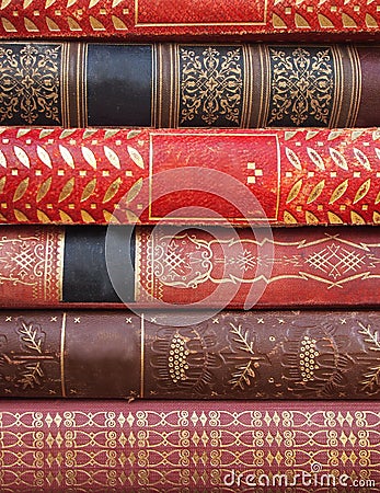 Pile of antique books Stock Photo