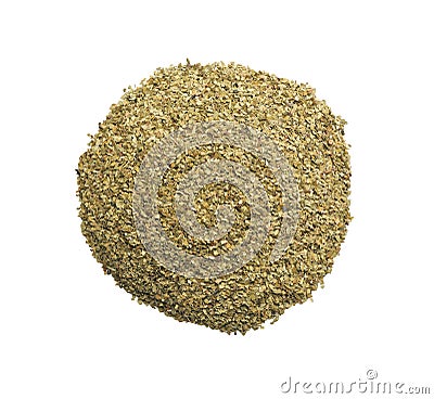 Pile of aromatic mate tea isolated on white, top view Stock Photo