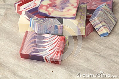 Pile of of artisanal handcrafted soap Stock Photo