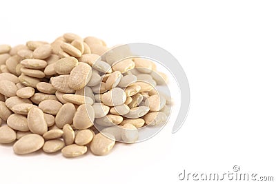 Pile of Baby Lima Beans or Butter Beans Isolated on a White Background Stock Photo