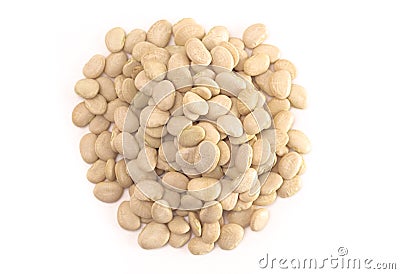 Pile of Baby Lima Beans or Butter Beans Isolated on a White Background Stock Photo