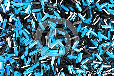 A pile of black and blue hexagon details Cartoon Illustration
