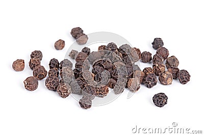 Pile Black pepper on white background. Stock Photo