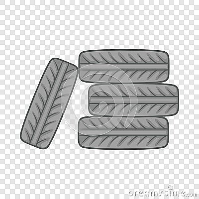 Pile of black tires icon, cartoon style Vector Illustration