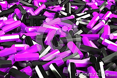 A pile of black and violet hexagon details Cartoon Illustration