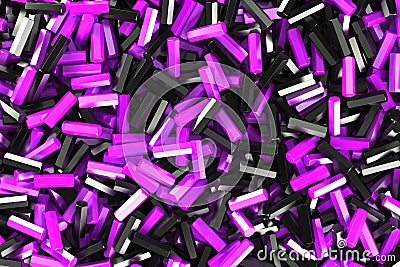 A pile of black and violet hexagon details Cartoon Illustration