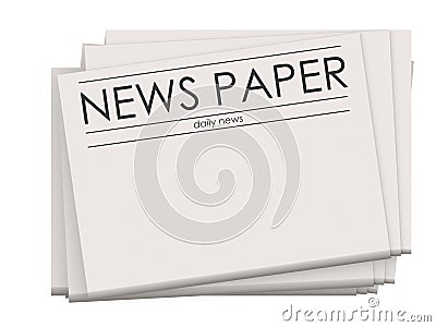 Pile of blank newspapers isolated on white background Stock Photo