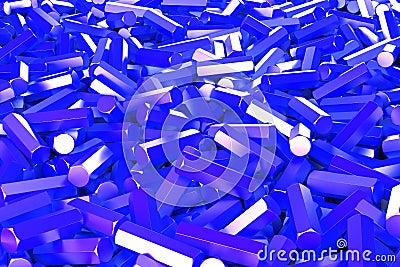 A pile of blue hexagon details Cartoon Illustration