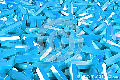 A pile of blue hexagon details Cartoon Illustration