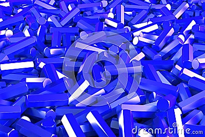 A pile of blue hexagon details Cartoon Illustration