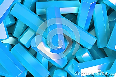 A pile of blue hexagon details Cartoon Illustration