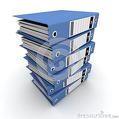 Pile of blue ring binders Stock Photo