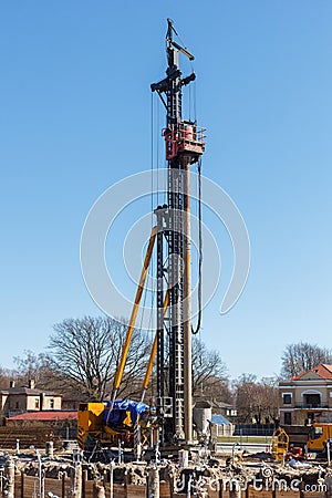 Pile bore machine Stock Photo