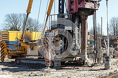 Pile bore machine Stock Photo